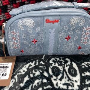 Wrangler Blue Embroidered Women's Makeup Bag